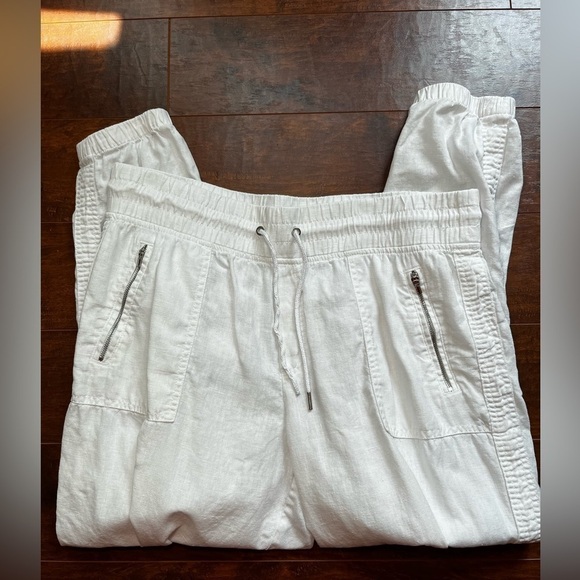 Athleta White Cabo Linen Jogger Pant Sz 14 - Picture 1 of 7